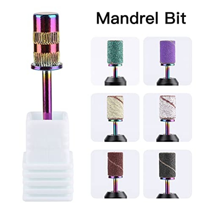 300Pcs 6 색 샌딩 밴드가있는 벨 전문 네일 드릴 머신, 35000RPM 6PCS 비트가있는 휴대용 코어리스 모터 전기 네일 파일, 아크릴 네일 케어 세트 용 충전식 Efile