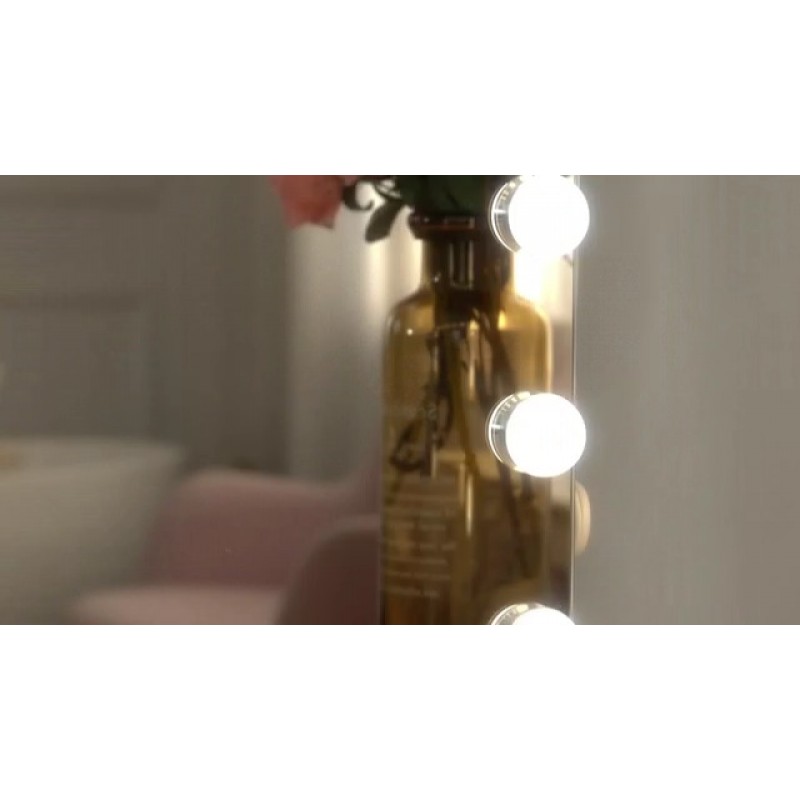 조명이 있는 Kucitup 화장 거울 화장 거울, 10X 배율, 15개의 조도 조절이 가능한 LED 전구, 3가지 색상 모드, 침실, 탁상용 또는 벽걸이용 터치 제어 기능이 있는 대형 할리우드 조명 화장 거울