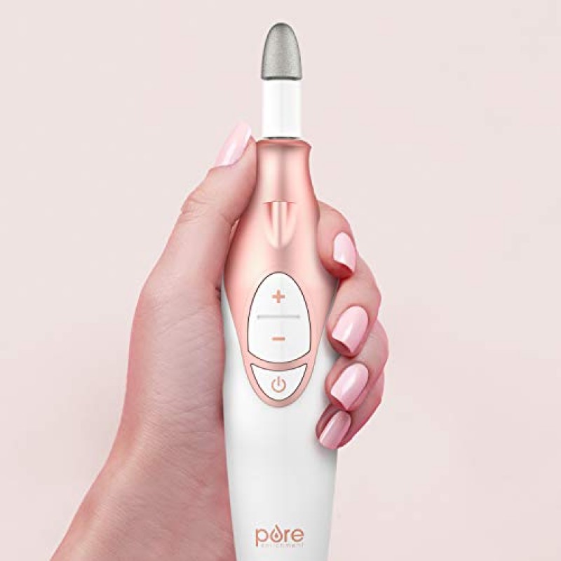Pure Enrichment® PureNails™ Luxe 충전식 매니큐어 세트 - 아크릴 젤 네일용 무선 휴대용 전기 네일 드릴, 사파이어 파일링 부속품 9개가 포함된 매니큐어 페디큐어 및 LED 그루밍 라이트