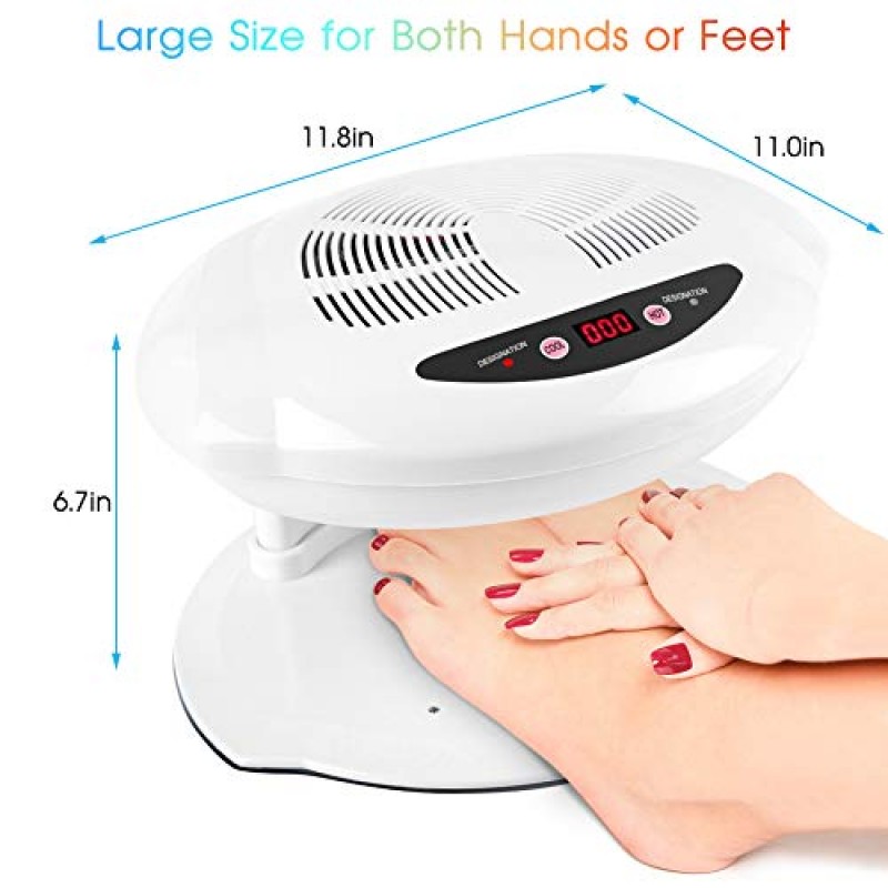 에어 네일 건조기, 400W 지능형 자동 센서 핫 & 콜드 에어 매니큐어 건조 팬 매니큐어 도구 홈 살롱용 손과 발 모두 사용, 화이트