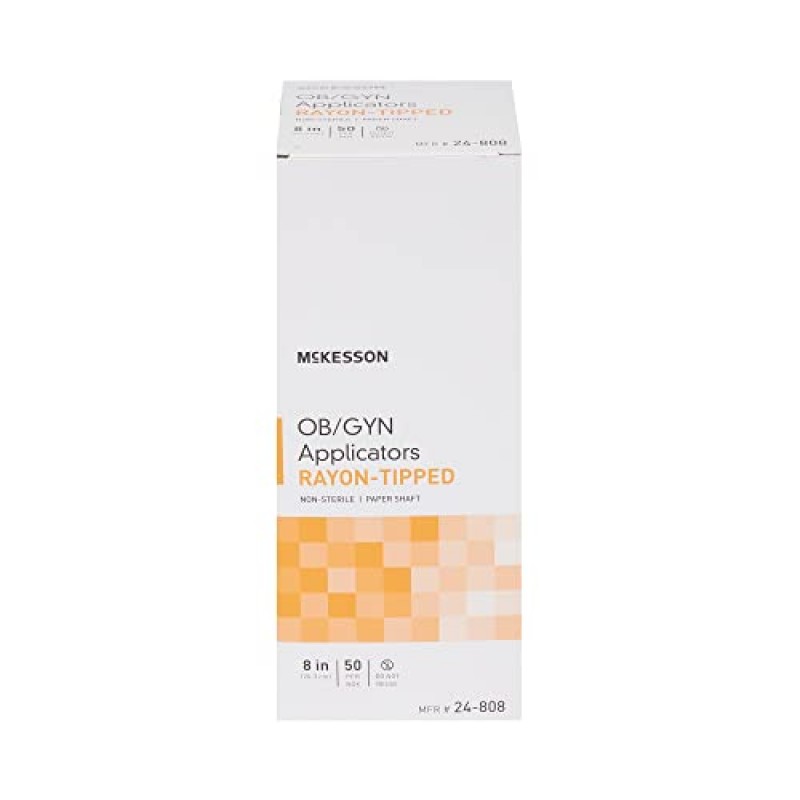 McKesson 산부인과 애플리케이터 레이온 팁, 비멸균, 8인치, 50개, 10팩, 총 500개