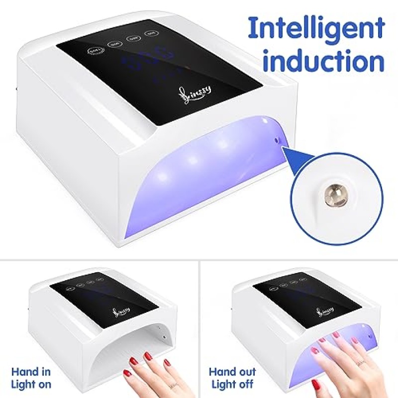 손톱용 72W 전문 자외선 | 타이머 4개를 갖춘 충전식 무선 UV LED 네일 램프 | 대형 LCD 디스플레이를 갖춘 전문가용 네일 드라이어
