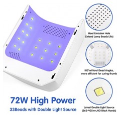 손톱용 72W 전문 자외선 | 타이머 4개를 갖춘 충전식 무선 UV LED 네일 램프 | 대형 LCD 디스플레이를 갖춘 전문가용 네일 드라이어