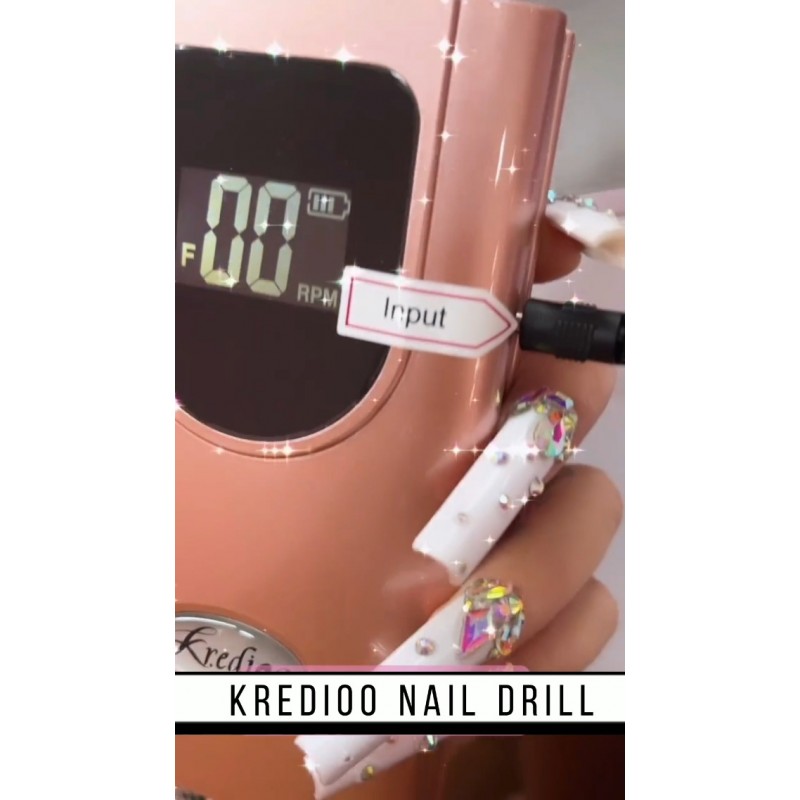 Kredioo 네일 드릴, 아크릴 손톱용 35000RPM 네일 드릴 전문 무선 전기 파일 충전식 휴대용 기계 6 비트 여성용 Dremel 도구 매니큐어 페디큐어 젤 폴란드어 제거