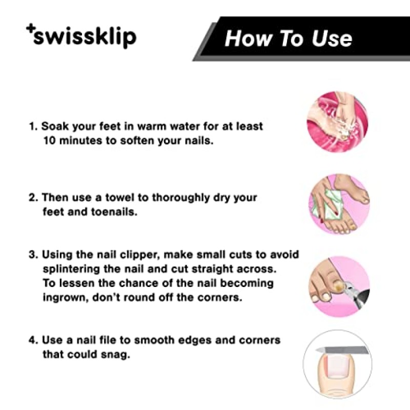 Swissklip 노인용 헤비 듀티 발톱깎기 두꺼운 발톱 I 전문 손톱 내향성 손톱 커터 발가락용(2개 팩), 1.0개