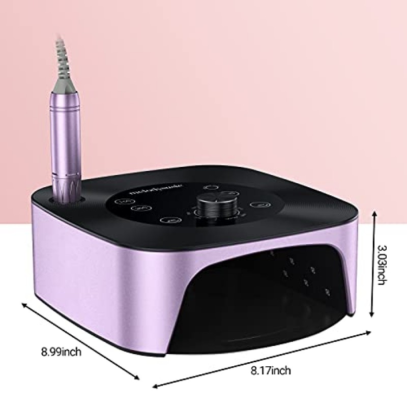 MelodySusie Professional 2 in 1 네일 드릴(네일 램프 포함), 아크릴 젤 폴리 네일 제거 및 경화, 살롱 가정용 4개 타이머 설정 센서가 포함된 30000RPM 네일 건조기