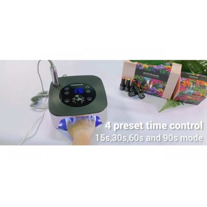 MelodySusie Professional 2 in 1 네일 드릴(네일 램프 포함), 아크릴 젤 폴리 네일 제거 및 경화, 살롱 가정용 4개 타이머 설정 센서가 포함된 30000RPM 네일 건조기