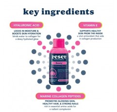 RESET 바이오사이언스 뷰티샷 보충제 | 모발, 피부, 손톱에 영양 공급 | 빛나고 빛나는 안색 지원 | 베리 맛 음료 (15팩)