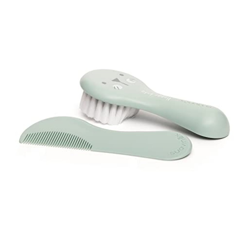 Suavinex, 베이비 케어 키트 완전 휴대용 베이비 매니큐어 세트 구성: 브러시 및 빗 + 손가락 칫솔 + 가위 + 줄 + 손톱깎이, 6개, 녹색