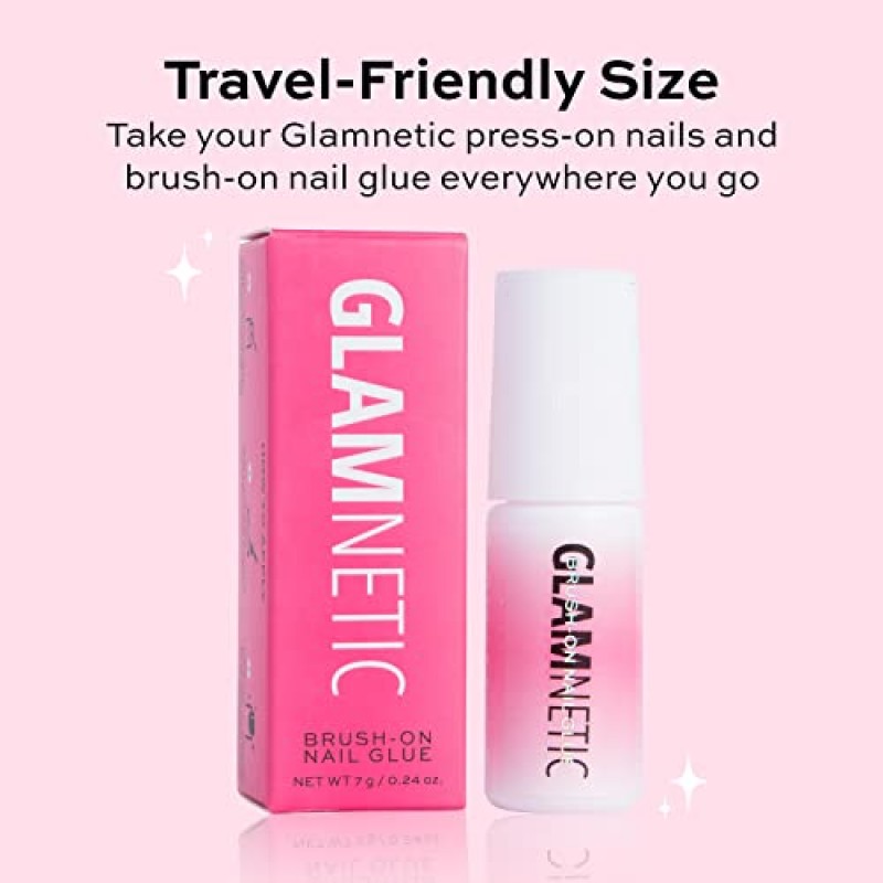 Glamnetic Press On Nails - 네일 글루에 브러시가 포함된 수 레트로 컬렉션 | 그루비 그린, 퍼플 파워, 핑크 소용돌이 | 재사용 가능한 미디엄 아몬드 네일