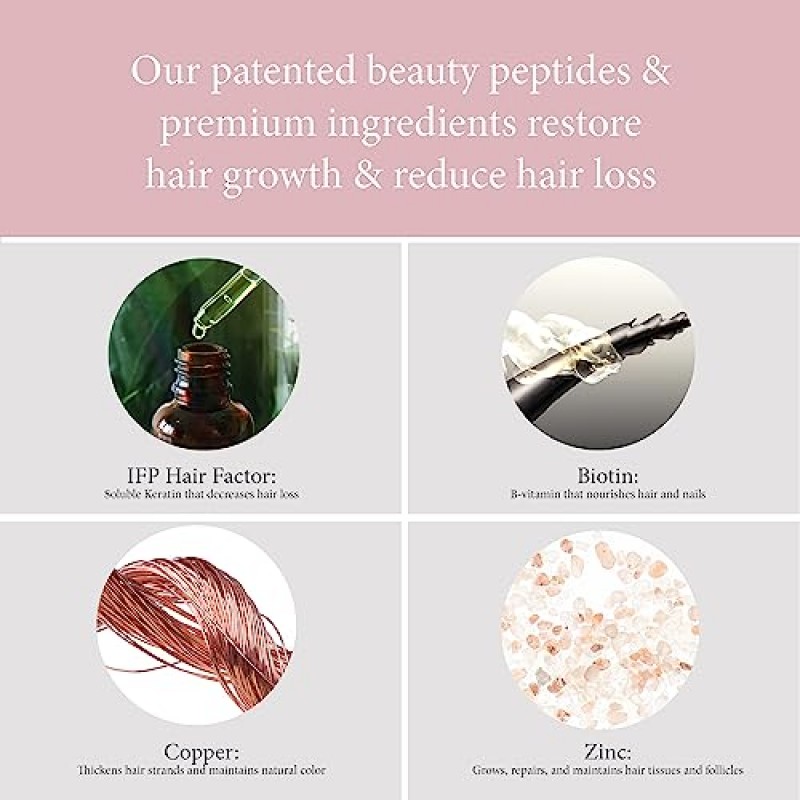 OMI WellBeauty 모발 영양, 여성을 위한 모발 성장 보조제, 임상적으로 탈모 감소 효과가 입증됨, 케라틴, 비오틴, 아연이 함유되어 더 두꺼운 모발을 강화하기 위한 의사 처방, 1병, 1개월 공급량