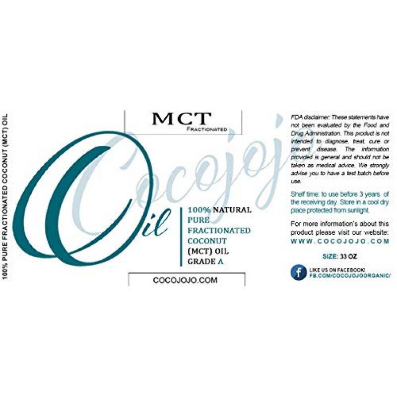 MCT 오일 - 100% 순수, 코코넛에서 추출한 분별 코코넛 오일, 유전자 변형 성분 없음, 중쇄 트리글리세리드, 비건, 벌크 캐리어 오일 - 32온스 - 피부, 모발, 손톱, 바디, 입술, 얼굴 모발용 - 프리미엄 등급 A