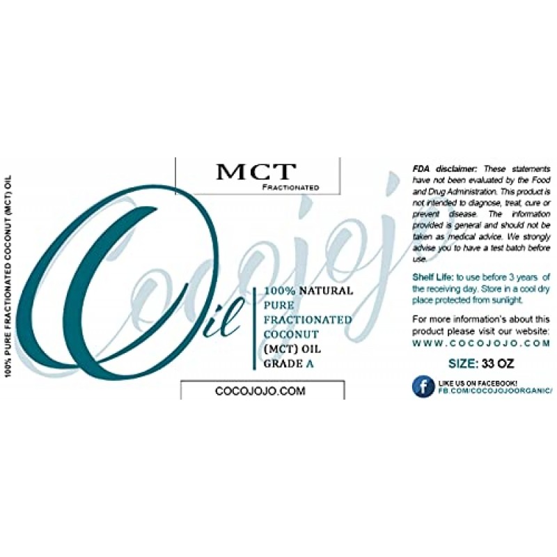 MCT 오일 - 100% 순수, 코코넛에서 추출한 분별 코코넛 오일, 중쇄 트리글리세리드, 비건, 벌크 캐리어 오일 - 32온스 - 피부, 모발, 손톱, 바디, 입술, 속눈썹, 얼굴 털용 - 프리미엄 등급 A