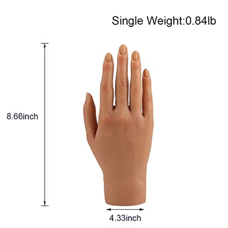 아크릴 손톱을 위한 실리콘 연습 손, 가짜 손톱 연습을 위한 가짜 손 손톱 연습 및 네일 아트를 위한 마네킹 손