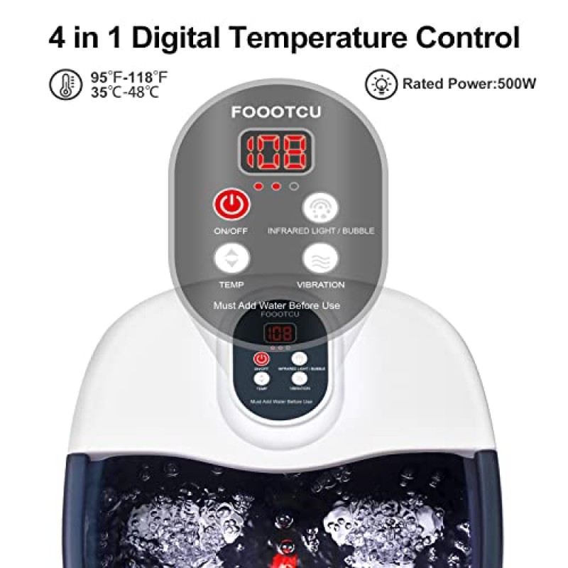 열 거품과 진동 마사지 및 제트 기능을 갖춘 foootcu 발 스파 목욕 마사지기, 16OZ 라벤더 엡솜 솔트의 페디큐어 발 스파 욕조, 적외선 스트레스 완화 기능이 있는 발 담그기, 온도 조절