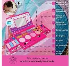 MAKE IT UP - 5세 이상의 어린 소녀를 위한 나의 첫 메이크업 세트(오리지널 디자인) - 거울 및 안전하게 닫히는 통합형 접이식 메이크업 팔레트 - 쉽게 세탁 가능, 무독성 - 안전 테스트 완료 - 핑크