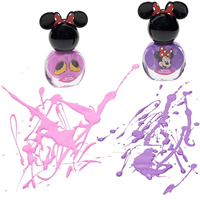 Townley Girl 디즈니 미니 마우스 반짝이는 화장품 메이크업 세트(립밤 포함 소녀용) 매니큐어 네일 스티커-35개|파티에 적합 잠자기 화장|3세 이상의 소녀, 어린이를 위한 생일 선물