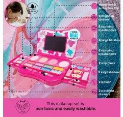 MAKE IT UP - 5세 이상의 어린 소녀를 위한 나의 첫 메이크업 세트(노트북 디자인) - 거울 및 안전하게 닫히는 통합형 접이식 메이크업 팔레트 - 쉽게 세탁 가능, 무독성 - 안전 테스트 완료 - 핑크