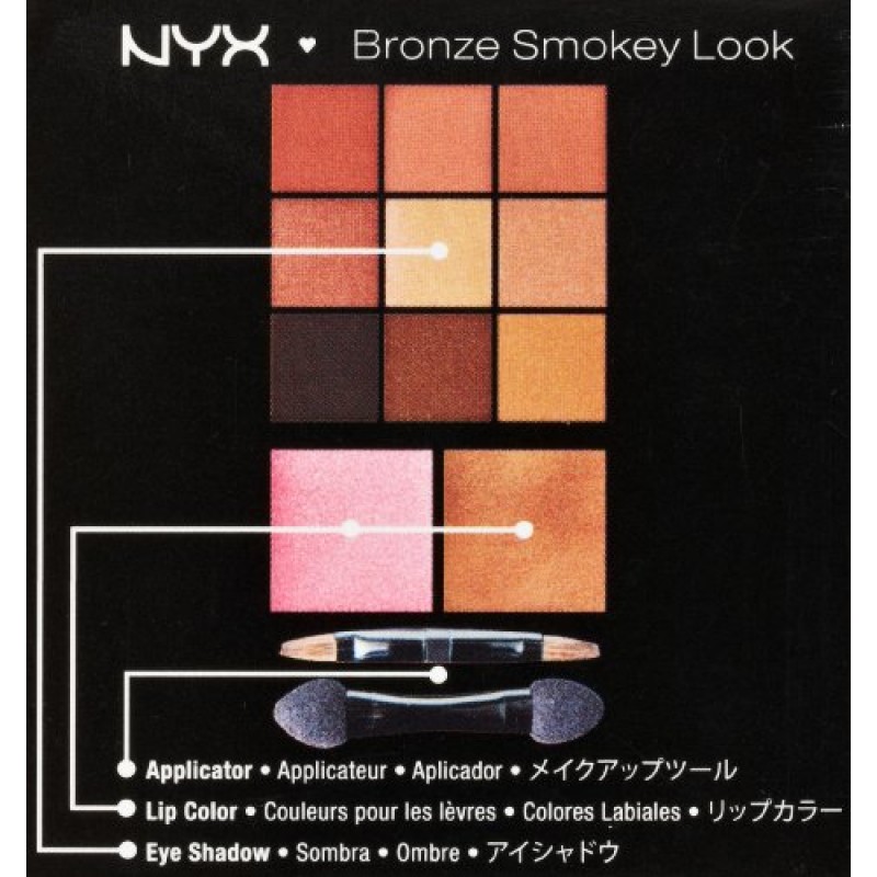 NYX 프로페셔널 메이크업 브론즈 스모키 룩 키트, 아이섀도우 9개, 립 컬러 2개, 어플리케이터/거울