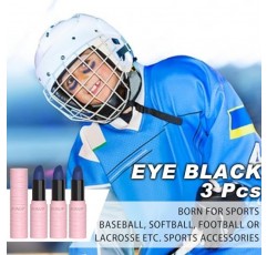 3PCS 스포츠 아이 블랙 스틱, 축구 야구 소프트볼을위한 Eyeblack 페이스 페인트 스틱, 스포츠 할로윈 코스프레 의상 파티 (3Pcs 블루)를위한 고 색소, 저자 극성 눈 Balck 립스틱