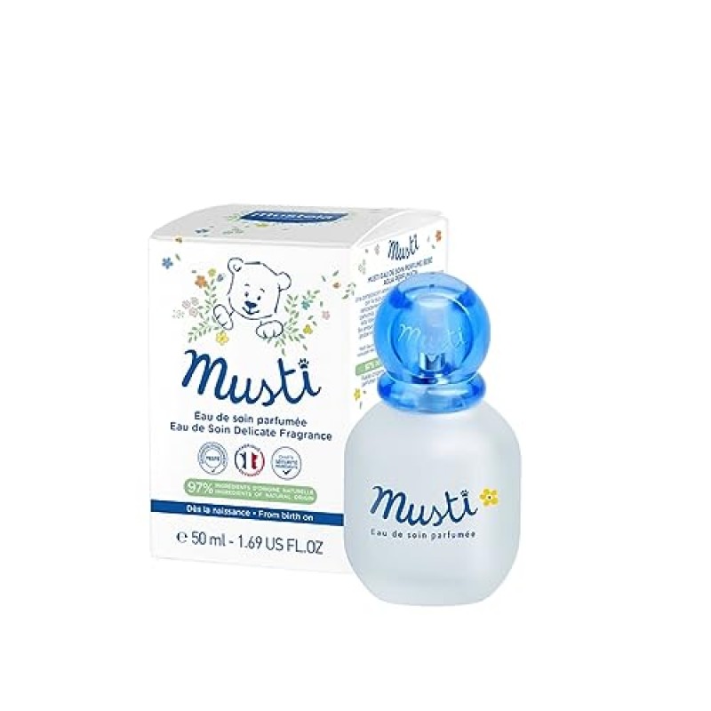 Mustela Musti - 유아용 식물 기반 향수 및 코롱 스프레이 - 남아 및 여아용 섬세한 향수 - 카모마일 및 꿀 추출물 함유 - 무알코올 - 1.69 fl. 온스