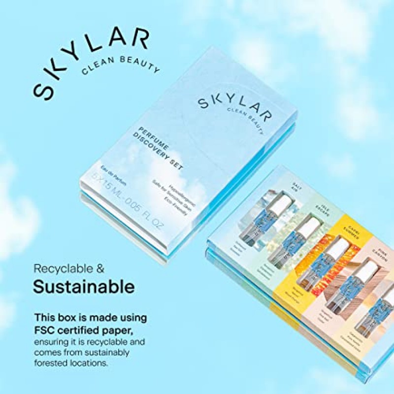 Skylar 오 드 퍼퓸 뉴 디스커버리 세트: 여성용 및 남성용 클린 향수 샘플 - 향수 샘플 세트, 향수 세트 여성용 저자극성 및 비건용 미니 향수 - 프레시 향수 샘플(5x1.5mL)(디스커버리 세트 1)