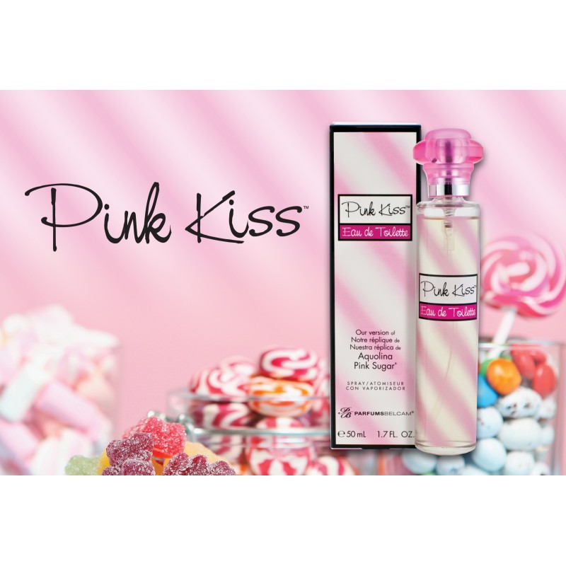 PB ParfumsBelcam Pink Kiss, 아쿠올리나 핑크 슈가 버전, 오드 뚜왈렛 스프레이, 1.7 Fl Oz(1팩), F97300A