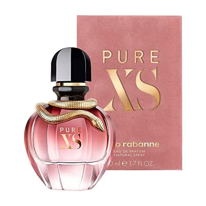 Paco Rabanne 여성용 퓨어 XS 향수 - 앰버 플로랄 향수 - 팝콘과 바닐라 노트로 시작 - 코코넛과 일랑일랑 혼합 - 센슈얼 향 - 오드 퍼퓸 스프레이 - 1.7온스