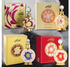 Swiss Arabian Amazing Collection Layali,Yulali,Amaali & Layali Rouge 농축 향수 오일 15ML(0.5Oz). (놀라운 컬렉션)