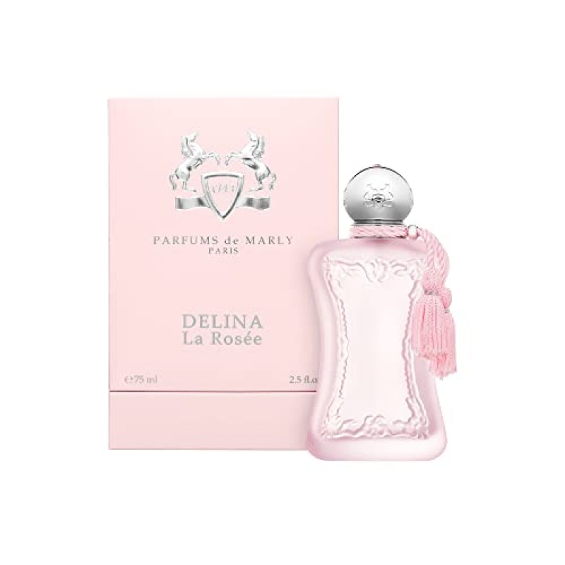 PARFUMS de MARLY - Delina La Rosée - 2.5 Fl Oz - 여성용 향수 - 탑 노트 리치, 배, 베르가못 에센스 - 하트 노트 터키 장미, 모란, 투명한 꽃 - 베이스 노트 소프트 우드 - 75ml