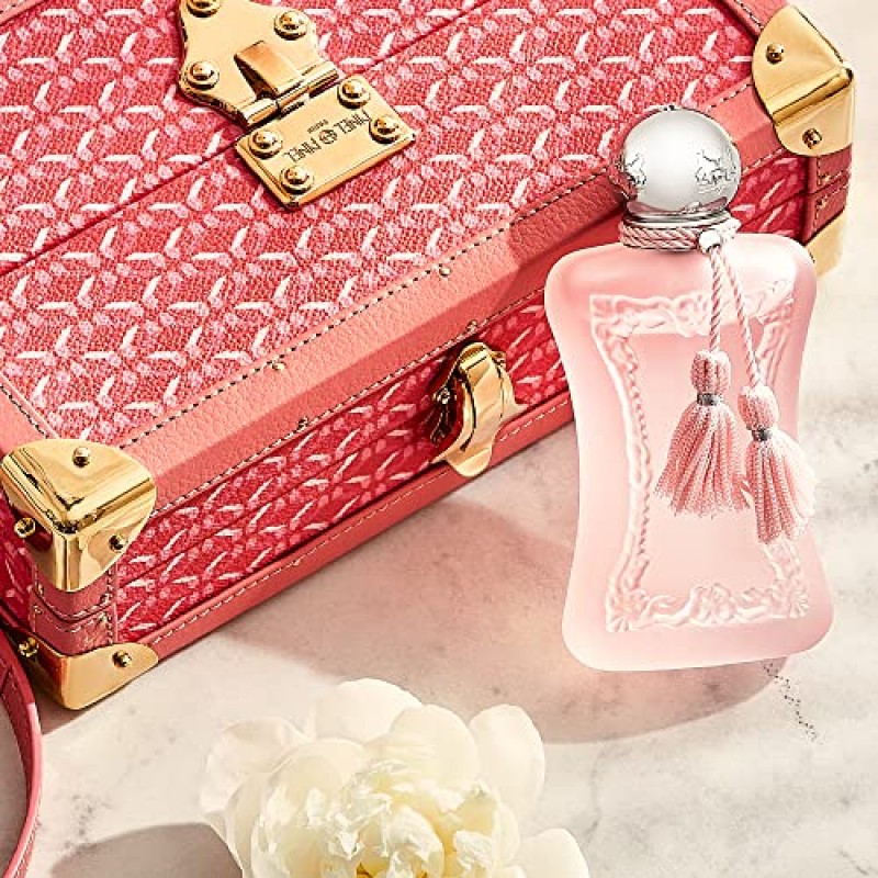 PARFUMS de MARLY - Delina La Rosée - 2.5 Fl Oz - 여성용 향수 - 탑 노트 리치, 배, 베르가못 에센스 - 하트 노트 터키 장미, 모란, 투명한 꽃 - 베이스 노트 소프트 우드 - 75ml