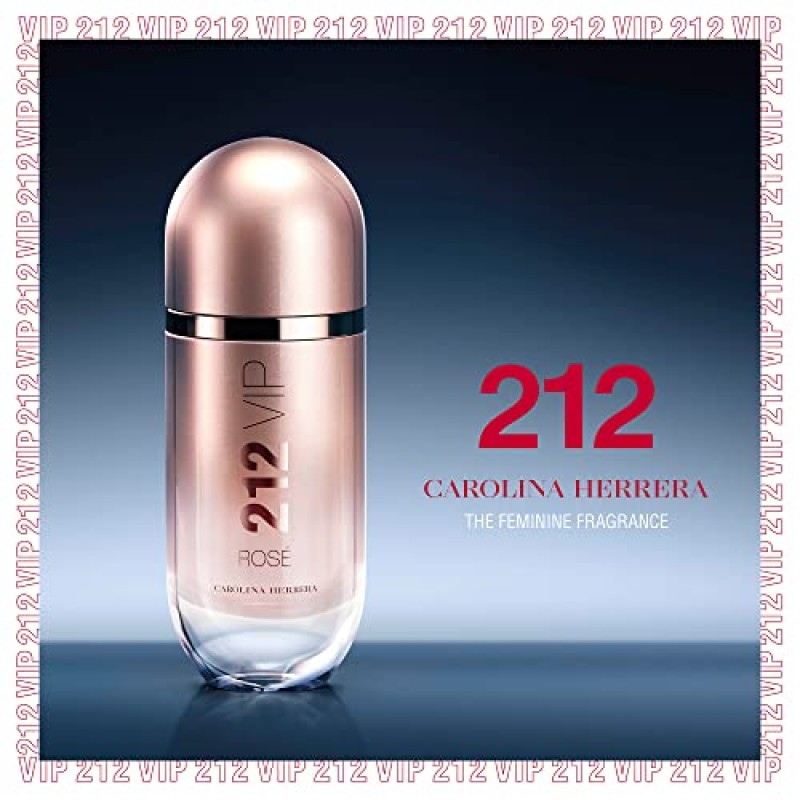 Carolina Herrera 212 여성용 Vip 로즈 향수 - 샴페인 로제 노트 - 매혹적인 복숭아 꽃송이 - 신선하고 우아하며 역동적인 - 낮과 밤의 착용 - 감각적이고 여성스러운 향기 - Edp 스프레이 - 2.7온스