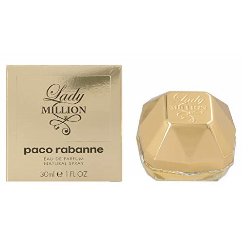 Paco Rabanne Lady Million 여성용 향수 - 따뜻하고 매운 향기 - 재스민과 오렌지 꽃 향 - 지속되는 아로마 - 매혹적이고 달콤한 - 관능적인 향수 - Edp 스프레이 - 1온스