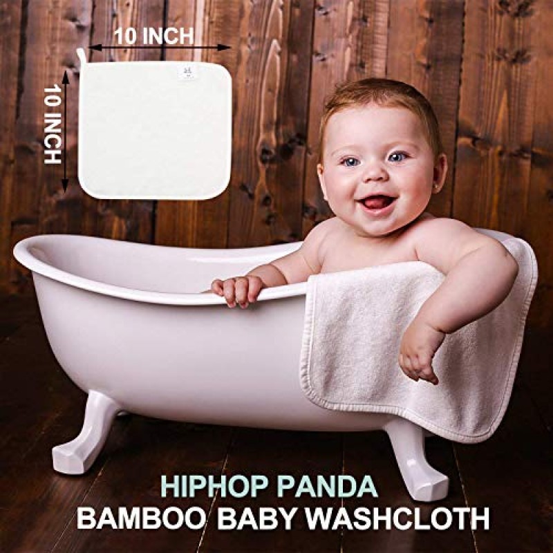 HIPHOP PANDA 유아용 세수 수건, 대나무로 만든 레이온 - 2겹의 부드러운 흡수성 신생아 목욕 페이스 타올 - 연약한 피부를 위한 천연 아기 물티슈 - 샤워용 베이비 레지스트리(6팩)