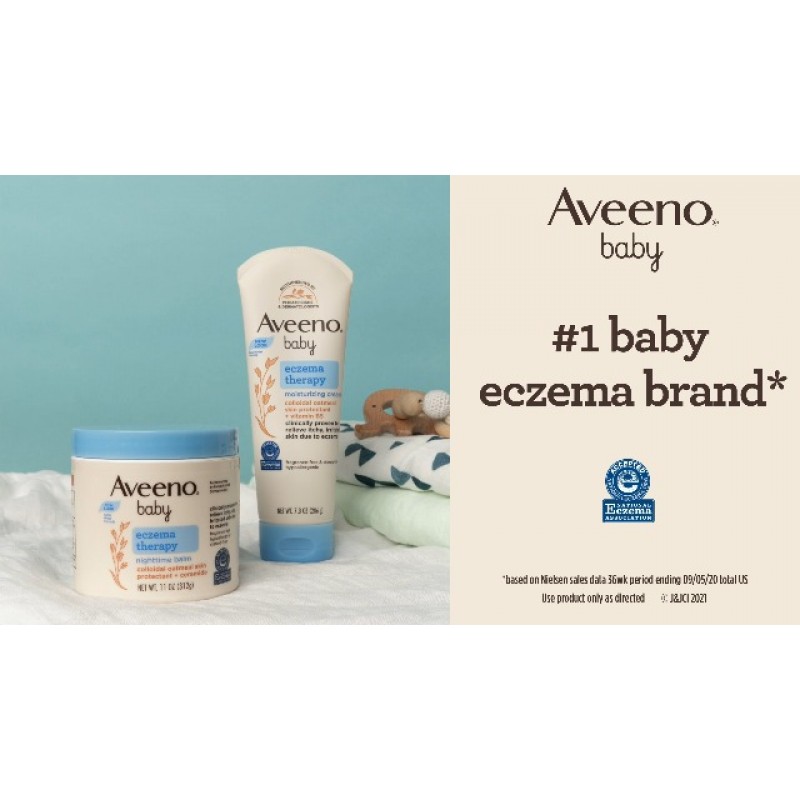 Aveeno Baby Eczema Therapy 야간 밤, 습진 완화를 위한 피부 보호제, 11oz