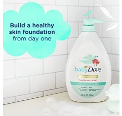 Baby Dove 민감성 피부 관리 베이비 워시 무향 아기 목욕 시간을 위한 수분 무향 및 저자극성, 박테리아 씻어내기 34온스