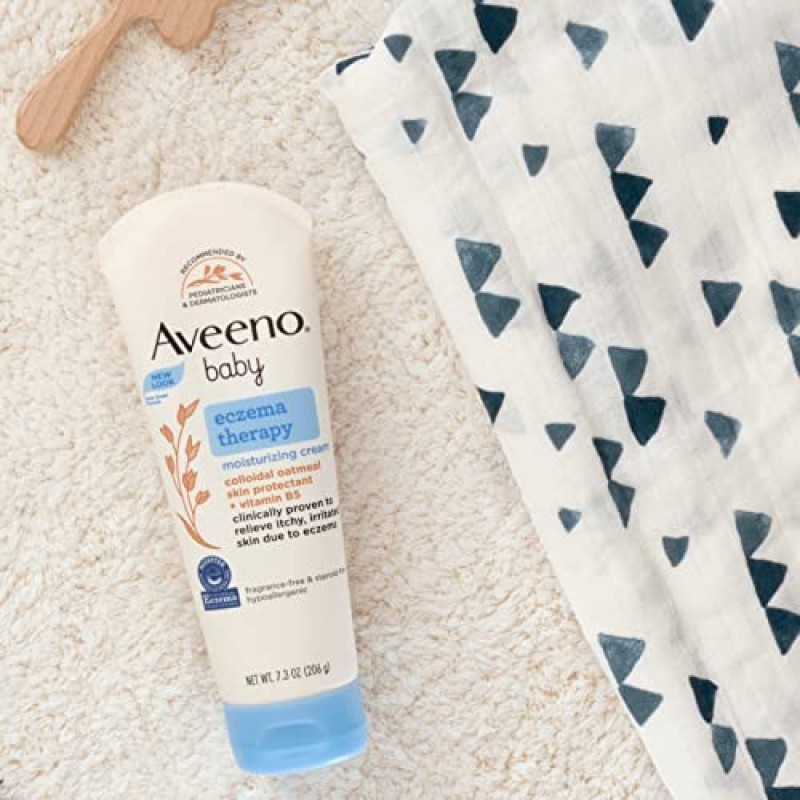 Aveeno Baby Eczema Therapy 보습 크림, 천연 콜로이드 오트밀 및 비타민 B5, 습진으로 인해 건조하고 가려우며 자극받은 피부를 보습하고 완화합니다. 파라벤 및 스테로이드가 없습니다. 12 fl. 온스