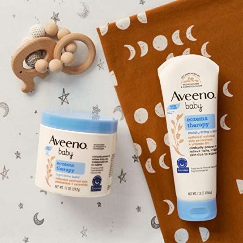 Aveeno Baby Eczema Therapy 보습 크림, 천연 콜로이드 오트밀 및 비타민 B5, 습진으로 인해 건조하고 가려우며 자극받은 피부를 보습하고 완화합니다. 파라벤 및 스테로이드가 없습니다. 12 fl. 온스