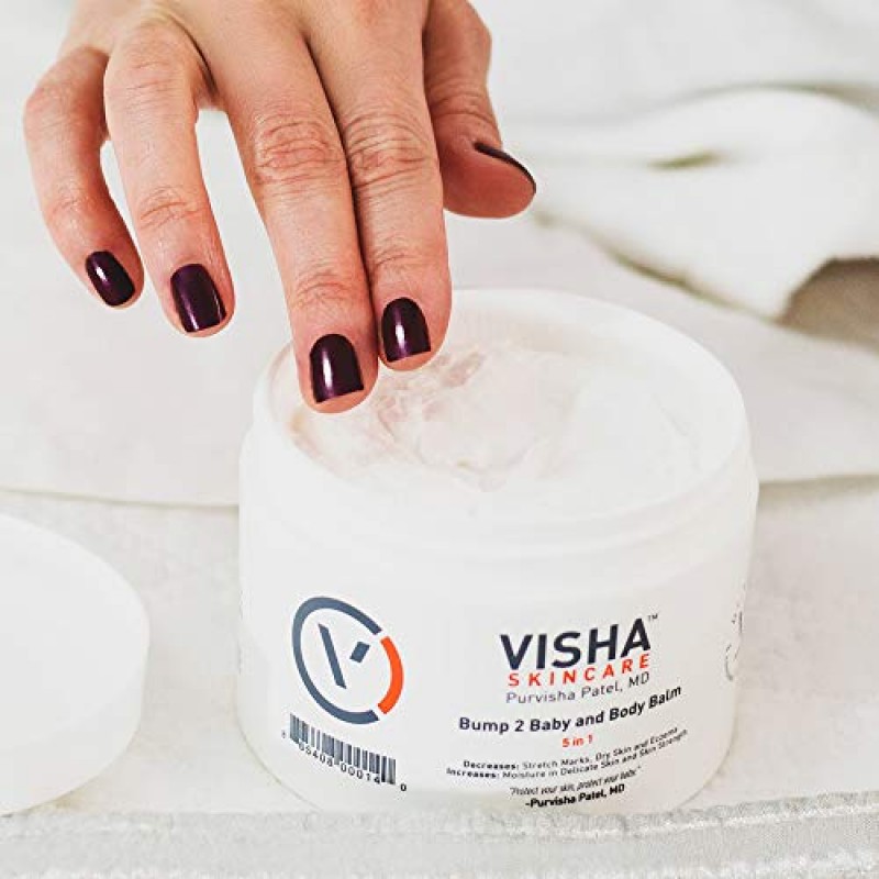 Visha 스킨케어 범프 2 베이비 바디 밤 | 건조한 피부와 습진을 진정시킵니다 | 튼살 방지 | 피부 강화 | 민감한 피부를 위한 바디 크림 | 스트레치 마크 제거제(10온스)