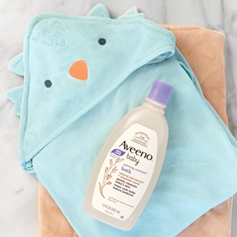 AVEENO BABY 편안한 라벤더 및 바닐라 향이 함유된 진정 컴포트 배스, 저자극성 및 눈물 방지 포뮬러, 파라벤 및 프탈레이트 무함유, 18 Fl Oz(1팩)