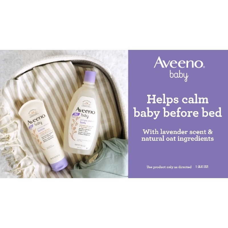 AVEENO BABY 편안한 라벤더 및 바닐라 향이 함유된 진정 컴포트 배스, 저자극성 및 눈물 방지 포뮬러, 파라벤 및 프탈레이트 무함유, 18 Fl Oz(1팩)