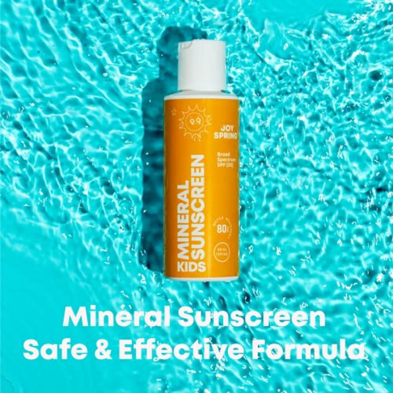 어린이 미네랄 자외선 차단제 - 산화아연 자외선 차단제 어린이 SPF30 - 민감한 피부를 위한 천연 유아용 자외선 차단제 - 빠르게 흡수되는 방수 어린이 자외선 차단제 로션 - 미국산 하이드레이팅 리프 안전 자외선 차단제 3온스