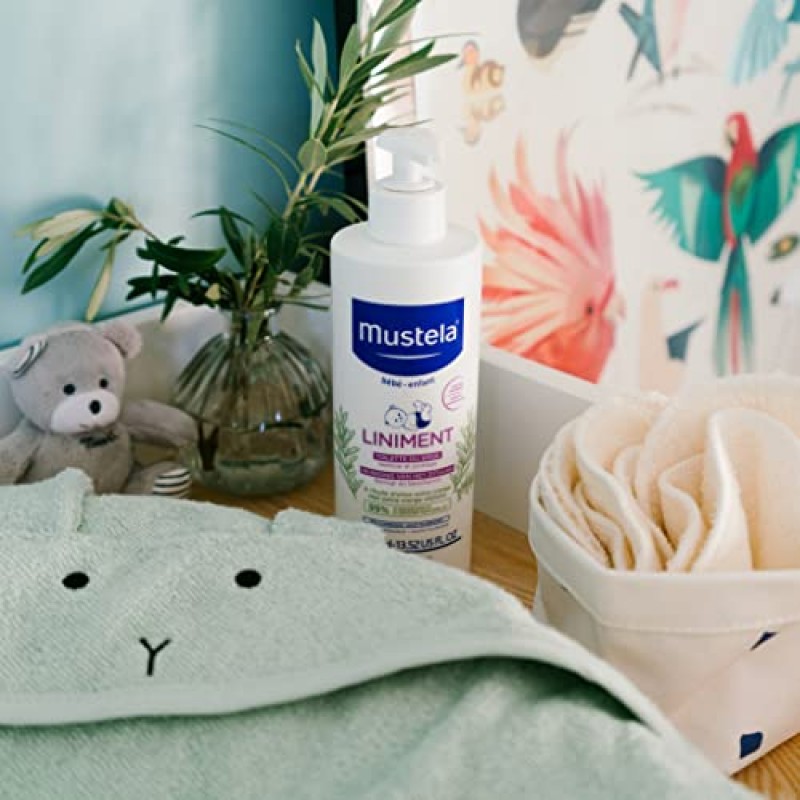 Mustela Liniment - 기저귀 교체를 위한 린스 없는 베이비 클렌저 - 엑스트라 버진 올리브 오일 함유 - 무향 - 13.52 fl. 온스