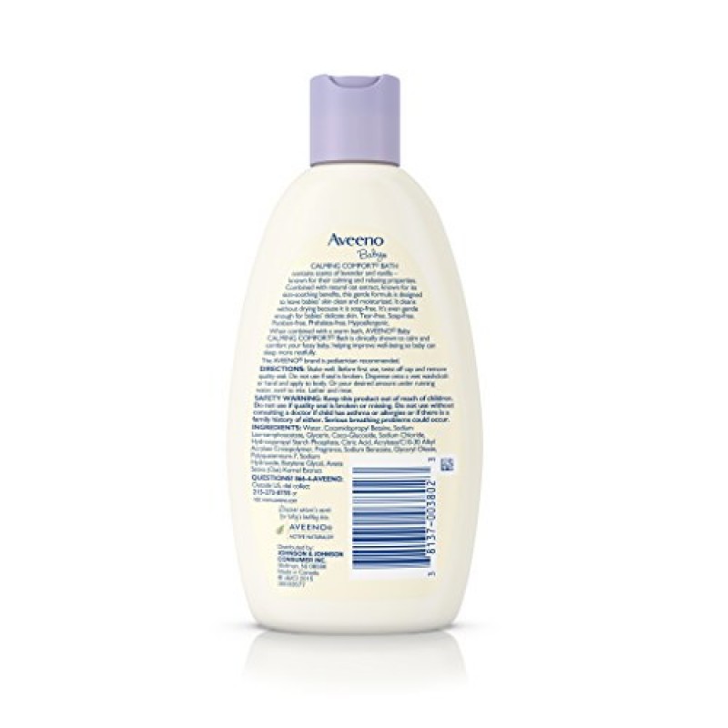 Aveeno 베이비 카밍 컴포트 배스 워시, 티어 프리, 라벤더 & 바닐라, 8 Fl. 온스. (6개들이 팩)