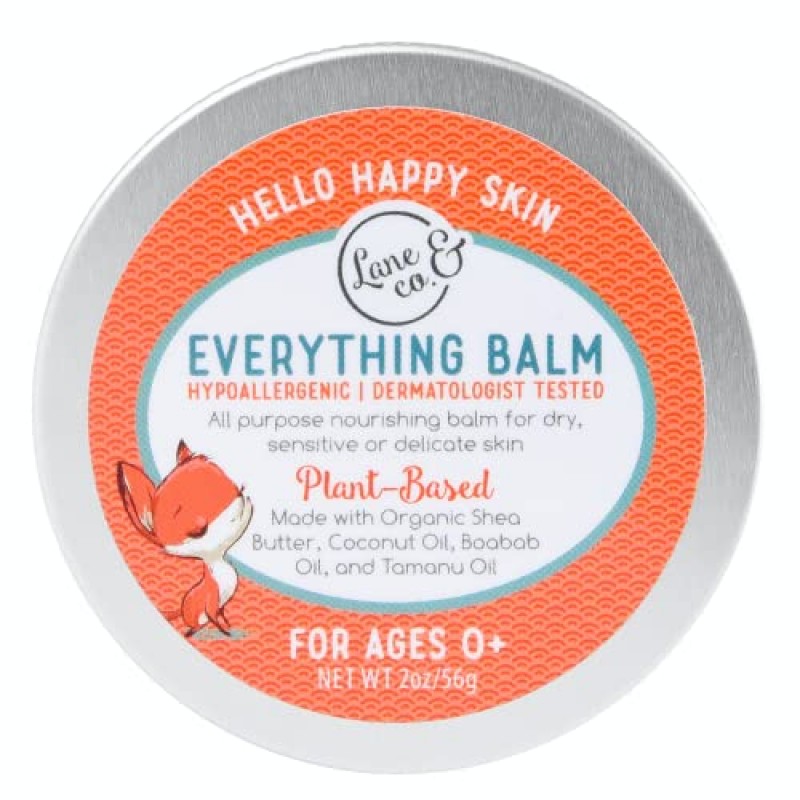 Lane & Co Everything Balm - 기저귀 발진, 아기 모자, 갈라진 입술, 건성 피부를 위한 식물성 베이비 케어 밤 - 민감하고 연약한 신생아 피부에 적합 - 아기, 어린이, 엄마, 성인에게 적합