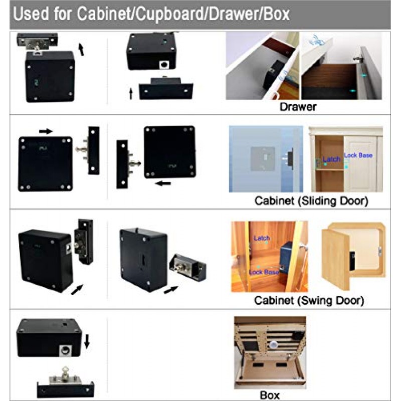 WOOCH 전자 캐비닛 잠금 장치, 나무 캐비닛 서랍 로커 찬장에 대 한 USB 케이블로 숨겨진 DIY RFID 잠금 장치
