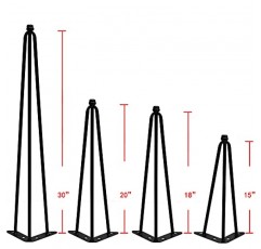 홈 부드러운 것들 머리핀 금속 테이블 다리 가구용 20인치 다리 커피 벤치 식사 끝 산업용 테이블 책상 검정색 나사가 있는 4개 세트 조정 가능한 쿠션 바닥 보호대, 20