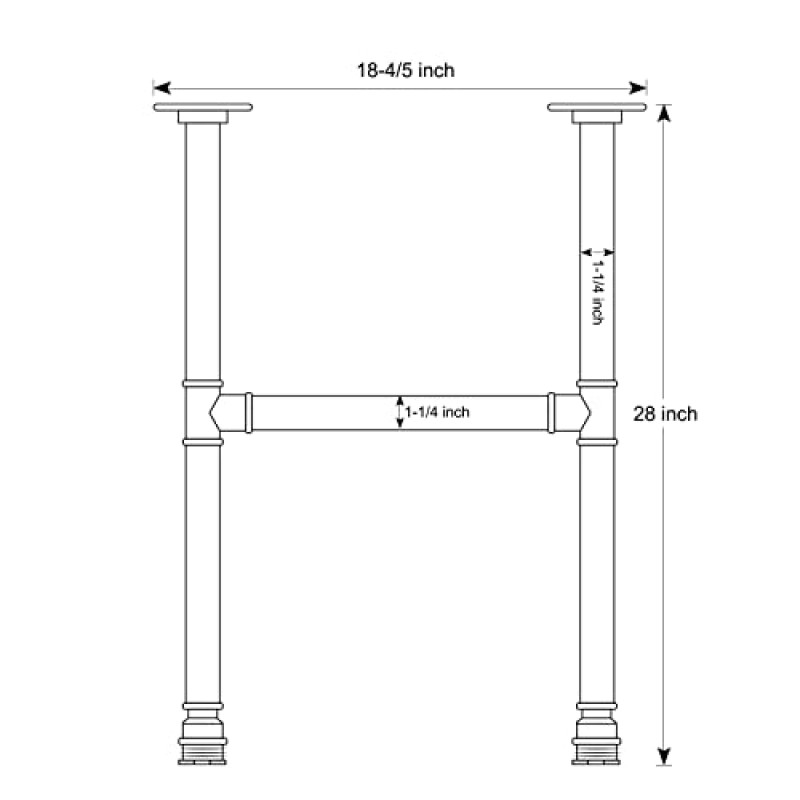 HouseAid 28인치 산업용 파이프 다리, 맞춤형 테이블 및 가구용 소박한 철제 다리, 농가 홈 데코용 DIY 고강도 금속 다리, 매트 블랙