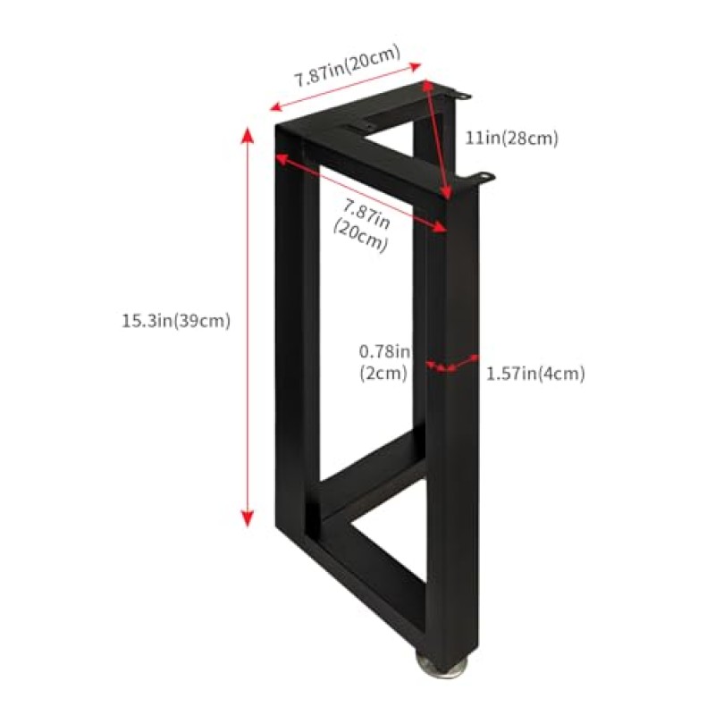 JIANZHUO 금속 테이블 다리 철 식탁 다리, 산업용 검정색 책상 다리 벤치 다리, DIY 가구 다리, 커피 테이블 다리 2 PCS(15.3