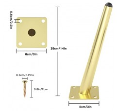 UKOSNA 8pcs 14 인치 테이블 다리, 비스듬한 원추형 금속 가구 다리 소파 캐비닛 커피 테이블 의자 찬장 소파 오토만 나이트 스탠드 책장 용 골드 중반 세기 스타일 의자 피트 교체 다리
